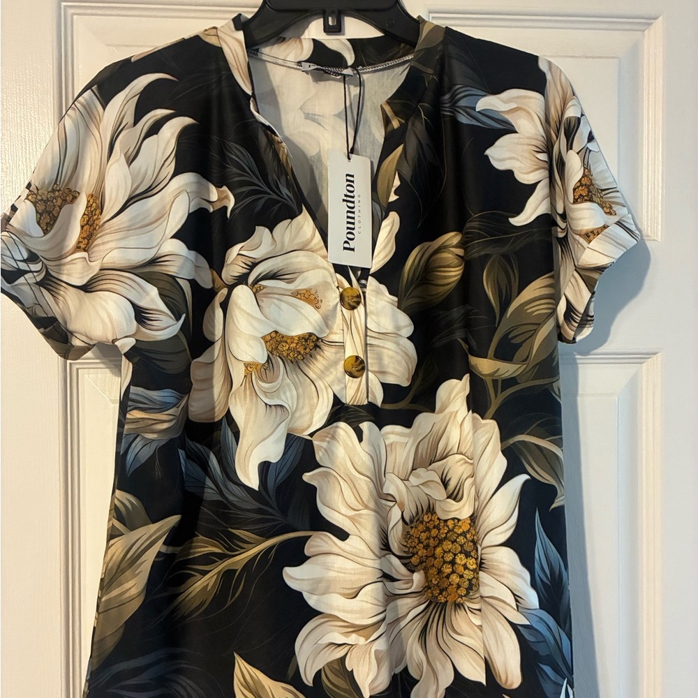 Black Floral Women's Blouse